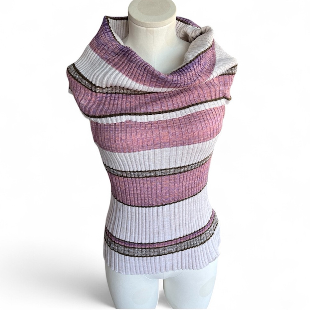 Free People Cowl Neck Stretchy Ribbed Knit Sweater Top